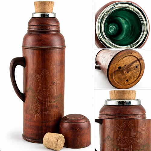 Vintage wooden thermos with - wooden,